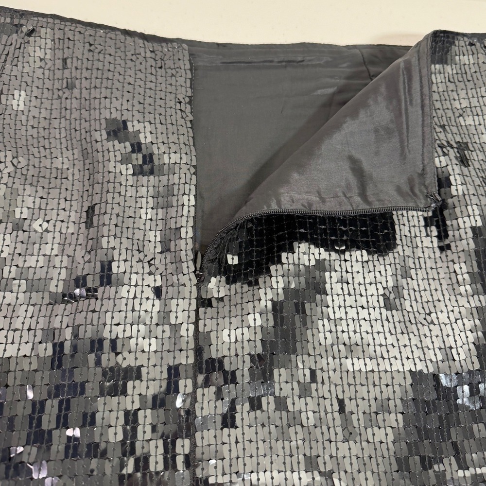 Boston Proper Black Sequin Lined Mini Skirt Party Occasion Festive Dance Size 12 - Picture 5 of 11